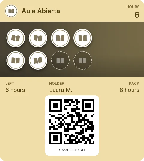 Sample card: 8-hour pack from Aula Abierta