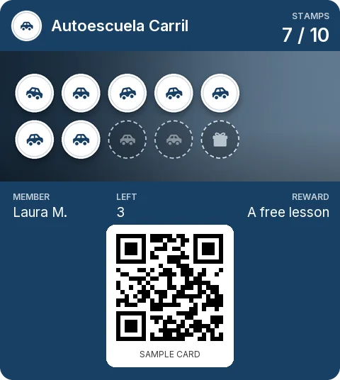 Sample card: Loyalty card from Autoescuela Carril