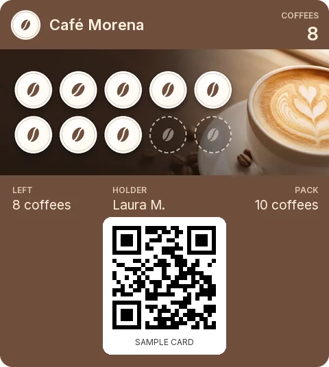 Sample card: 10-coffee pack from Café Morena