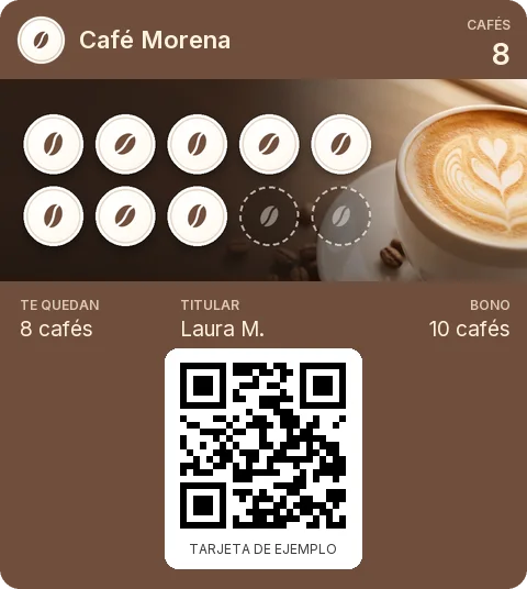 Tarjeta de ejemplo: Bono de 10 cafés de Café Morena