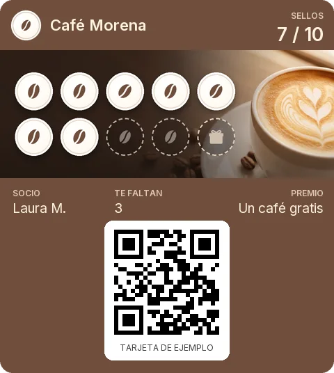 Tarjeta de ejemplo: Tarjeta de socio de Café Morena