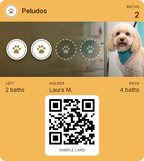 Sample card: 4-bath pack from Peludos