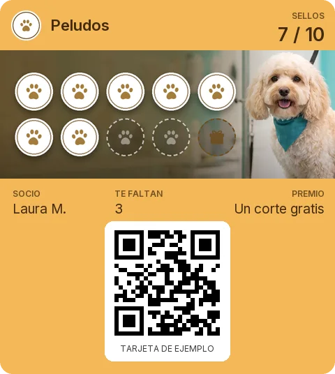 Tarjeta de ejemplo: Tarjeta de socio de Peludos