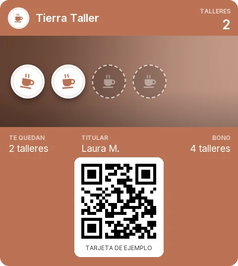 Tarjeta de ejemplo: Bono de 4 talleres de Tierra Taller