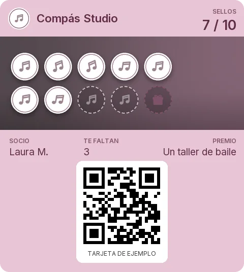Tarjeta de ejemplo: Tarjeta de socio de Compás Studio