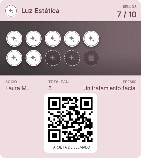 Tarjeta de ejemplo: Tarjeta de socio de Luz Estética
