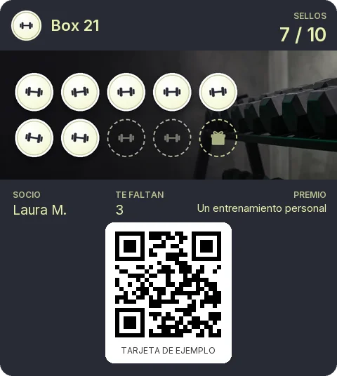 Tarjeta de ejemplo: Tarjeta de socio de Box 21