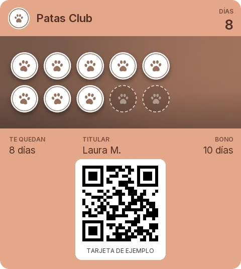 Tarjeta de ejemplo: Bono de 10 días de Patas Club