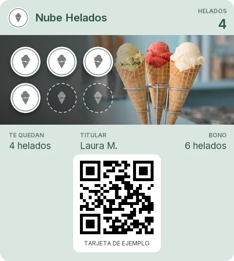 Tarjeta de ejemplo: Bono de 6 helados de Nube Helados