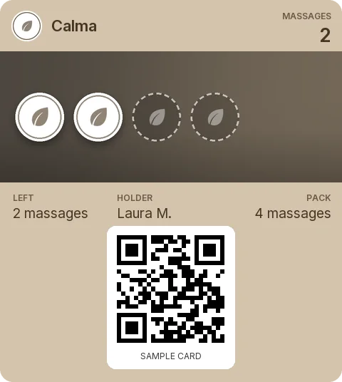 Sample card: 4-massage pack from Calma