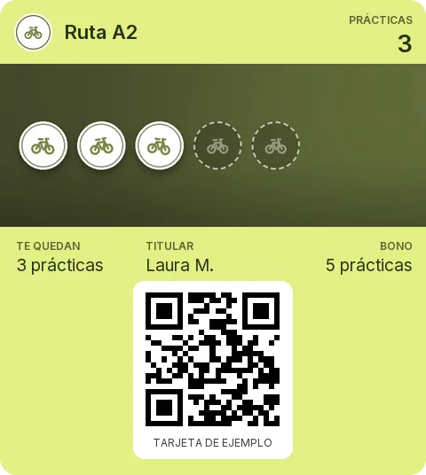 Tarjeta de ejemplo: Bono de 5 prácticas de Ruta A2