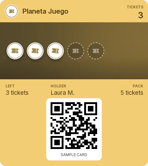 Sample card: 5-ticket pack from Planeta Juego