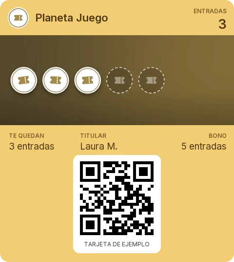 Tarjeta de ejemplo: Bono de 5 entradas de Planeta Juego