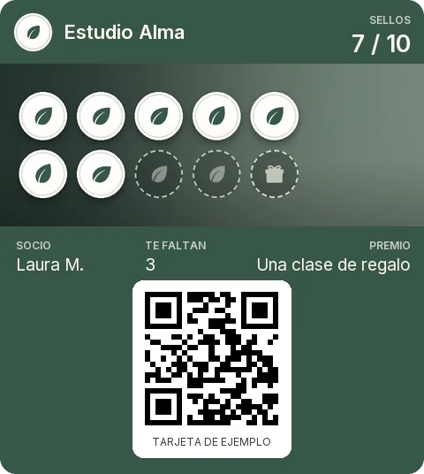 Tarjeta de ejemplo: Tarjeta de socio de Estudio Alma