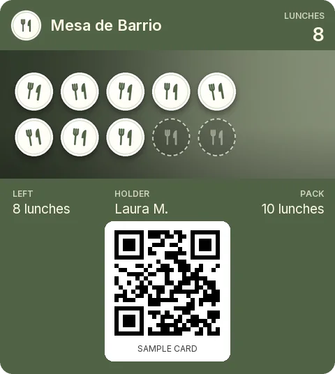 Sample card: 10-lunch pack from Mesa de Barrio