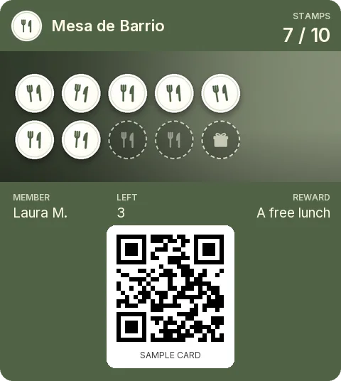 Sample card: Loyalty card from Mesa de Barrio