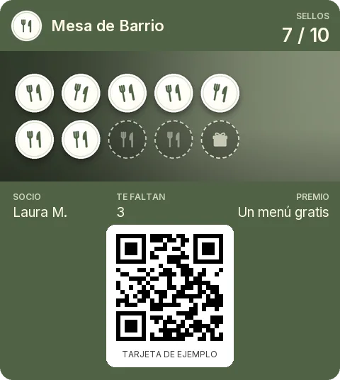 Tarjeta de ejemplo: Tarjeta de socio de Mesa de Barrio