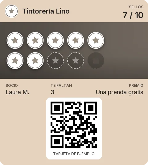 Tarjeta de ejemplo: Tarjeta de socio de Tintorería Lino
