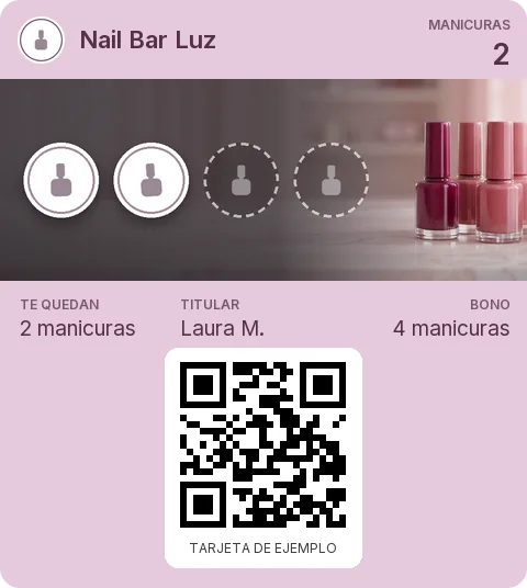 Tarjeta de ejemplo: Bono de 4 manicuras de Nail Bar Luz