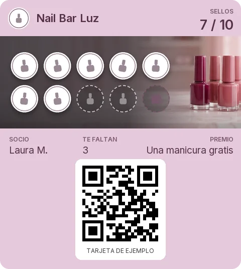 Tarjeta de ejemplo: Tarjeta de socio de Nail Bar Luz